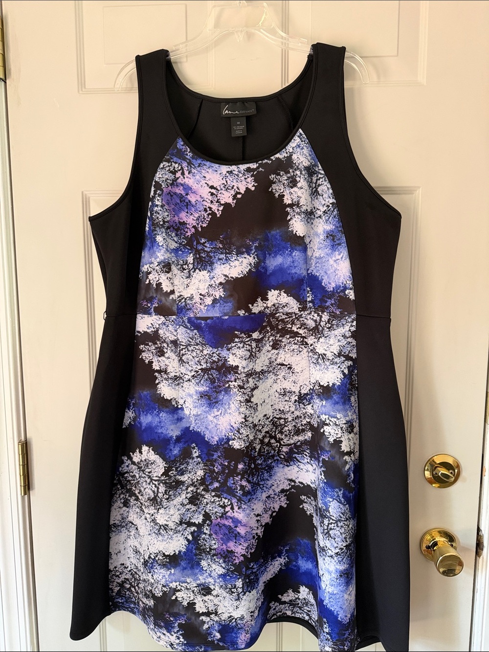 Lane Bryant Black Tank Dress with Blue & White Abstract Panel